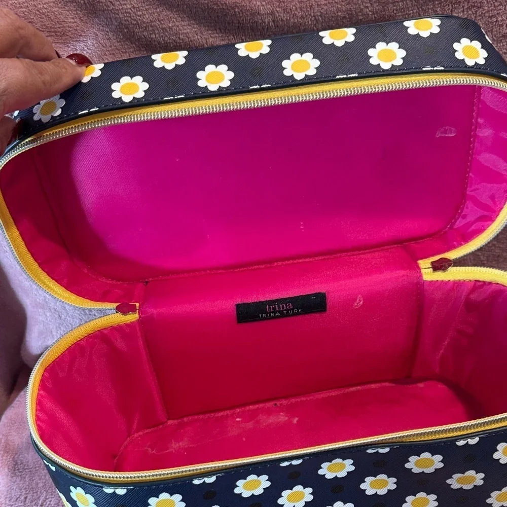 Trina Turk Black and Yellow Daisy Cosmetic Case